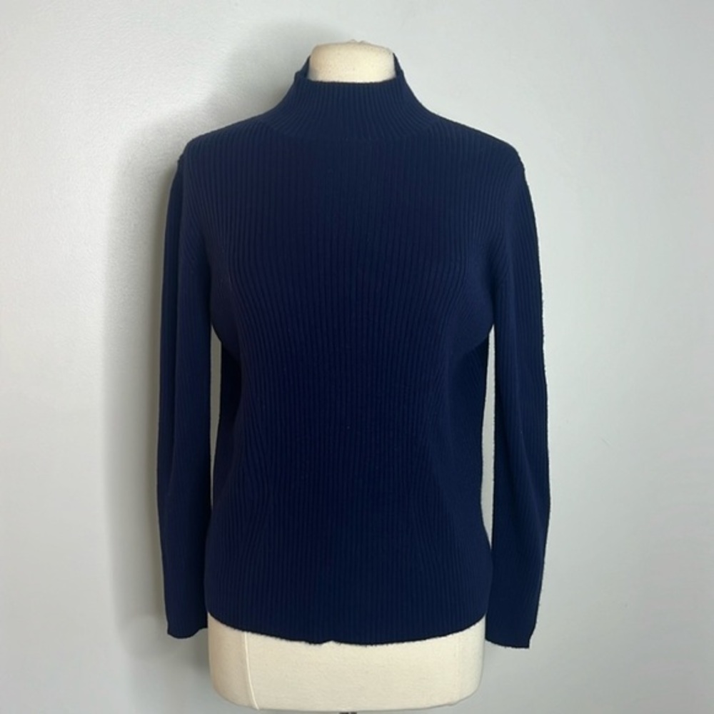 Mondo Sport vintage navy blue mock wool blend turtleneck, size 42